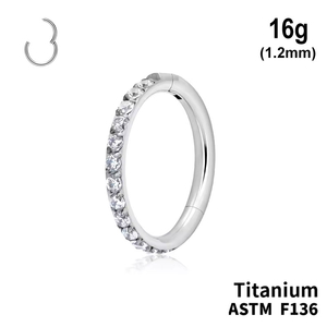Кільце клікер із кристалами по кромці 16g (1.2мм) ТИТАН