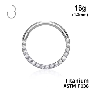 Кільце клікер з кристалами з боків 16g (1.2мм) ТИТАН