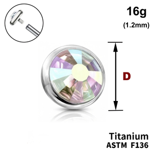 Накрутка диск з Кристалом&nbspAB 16G (1,2 мм), ТИТАН, для пірсингу