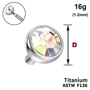 Накрутка напівсфера з Кристалом&nbspAB 16G (1,2 мм), ТИТАН, для пірсингу
