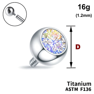 Кулька з кристалом&nbspAB 16g (1,2мм), Зовні різьблення, ТИТАН