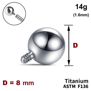Кулька 8мм, 14g (1,6мм), Зовні різьблення, ТИТАН