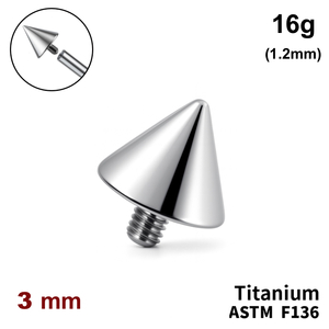 Конус  3мм, 16g (1,2мм), Снаружи резьба, ТИТАН