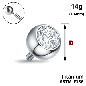 Кулька з кристалом 14g (1,6мм), Зовні різьблення, ТИТАН