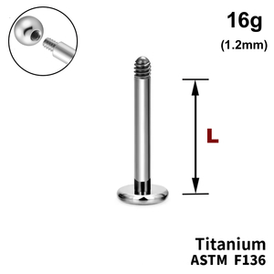 Ніжка лабрета 16g (1,2мм), Зовні різьблення, ТИТАН