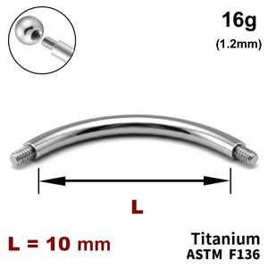 Ніжка мікробанана 10мм, 16g (1,2мм), Зовні різьблення, ТИТАН