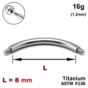 Ніжка мікробанана 8мм, 16g (1,2мм), Зовні різьблення, ТИТАН