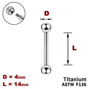 Штанга (барбелл) 14мм з кульками 4мм, Зовні різьблення, ТИТАН