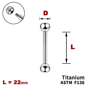 Штанга (барбелл) 22мм з кульками, Зовні різьблення, ТИТАН