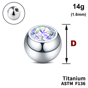 Кулька з кристалом&nbspAB 14g (1,6мм), Усередині різьблення, ТИТАН