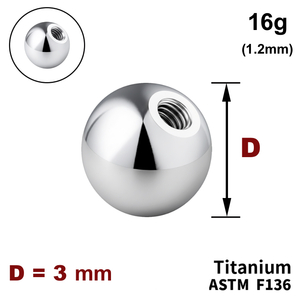 Кулька 3мм, 16g (1,2мм), Усередині різьблення, ТИТАН