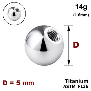 Кулька 5мм, 14g (1,6мм), Усередині різьблення, ТИТАН