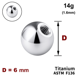 Кулька 6мм, 14g (1,6мм), Усередині різьблення, ТИТАН