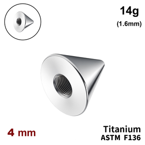 Конус 4мм, 14g (1,6мм), Усередині різьблення, ТИТАН