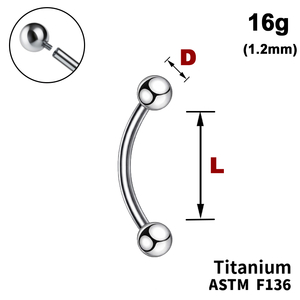 Мікробанан з кульками, 16g&nbsp;(1.2мм), Усередині різьблення, ТИТАН