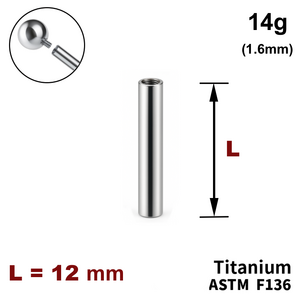 Ножка штанги 12мм, 14g (1,6мм), Внутри резьба, ТИТАН