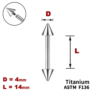 Штанга (барбел) 14мм з конусами 4мм, Усередині різьблення, ТИТАН