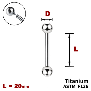 Штанга (барбел) 20мм з кульками, Усередині різьблення, ТИТАН