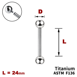Штанга (барбел) 24мм з кульками, Усередині різьблення, ТИТАН