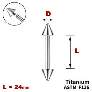 Штанга (барбел) 24мм з конусами, Усередині різьблення, ТИТАН
