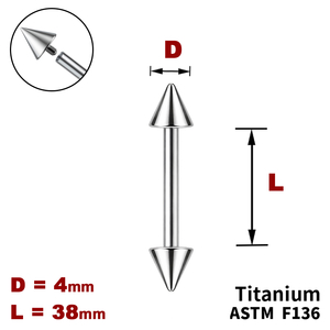 Штанга (барбел) 38мм з конусами 4мм, Усередині різьблення, ТИТАН