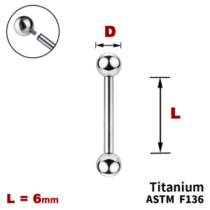 Штанга (барбел) 6мм з кульками, Усередині різьблення, ТИТАН