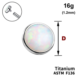 Накрутка диск з Опалом 16G (1,2 мм), ТИТАН, для пірсингу
