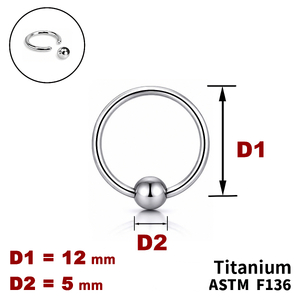 Кільце BCR 12мм, з кулькою 5мм, ТИТАН