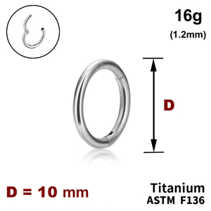 Кільце клікер гладке 16g (1.2мм) 10мм ТИТАН