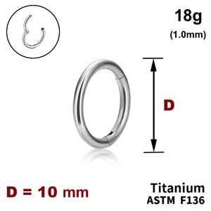 Кільце клікер гладке 18g (1.0мм) 10мм ТИТАН