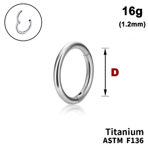 Кільце-клікер гладке, 16g&nbsp;(1.2мм), ТИТАН